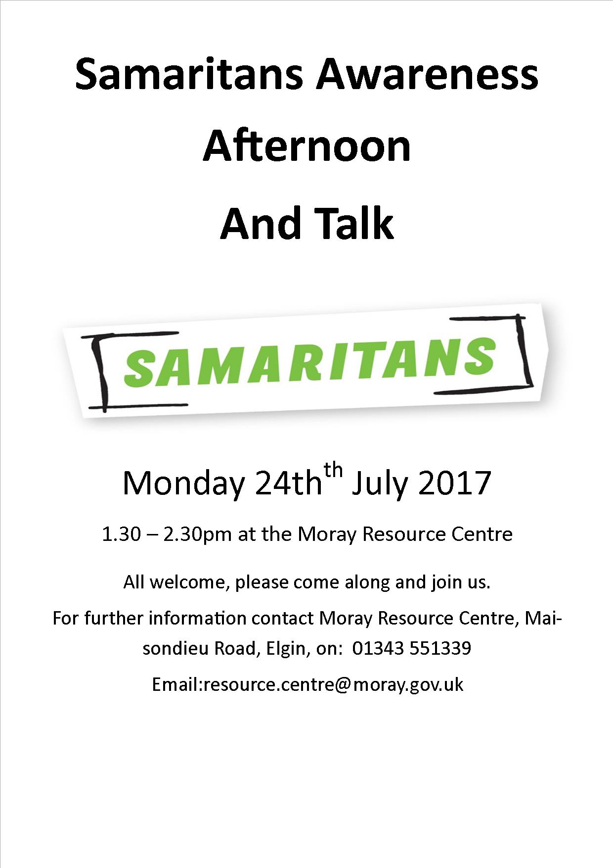 Event Samaritans Awareness Day On Monday 24th July Moray Wellbeing Hub